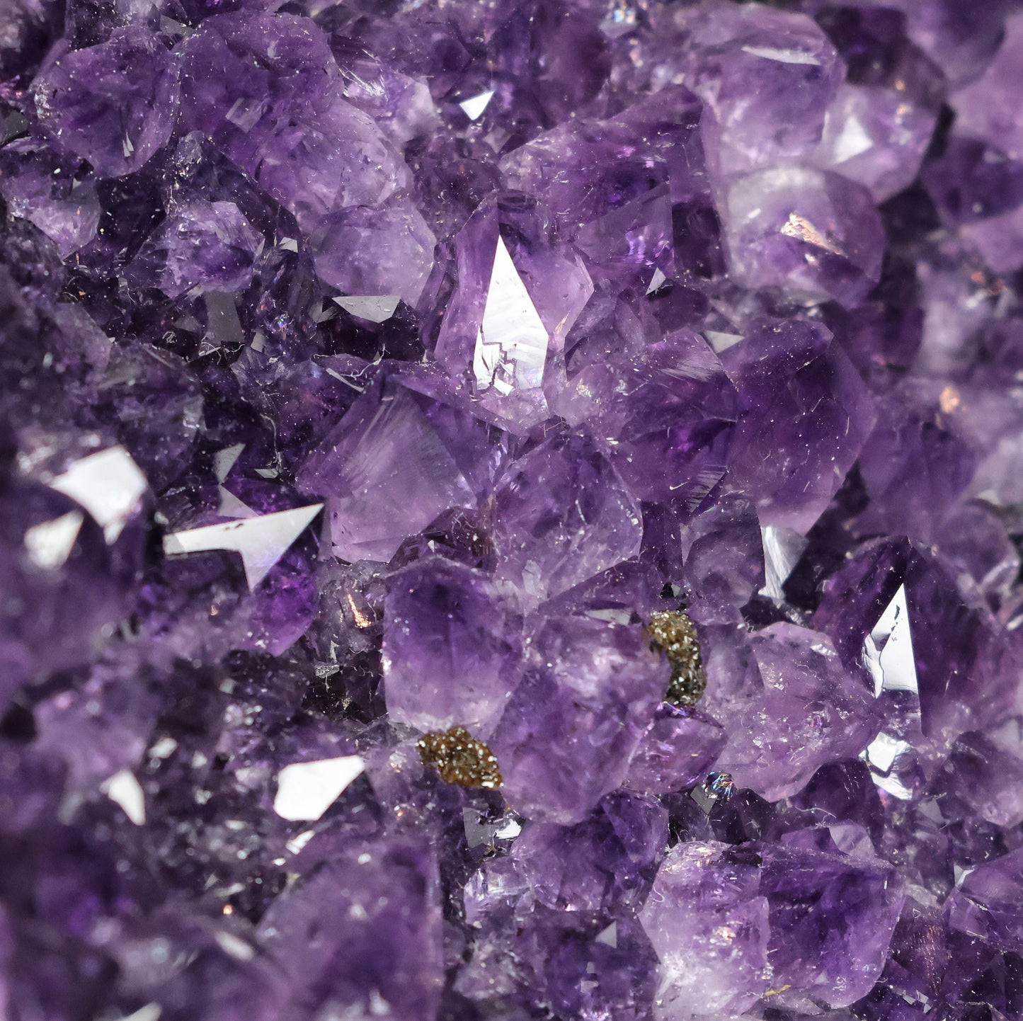 Amethyst Cutbase with Peridot Inclusions from Uruguay