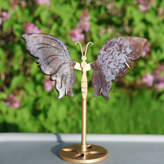 Red Moss Agate Butterfly Wings